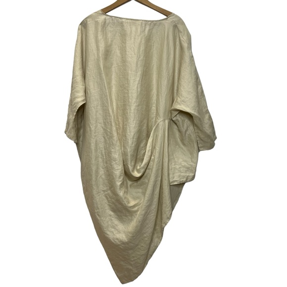 WEST LOVE LA 100% Linen Lagenlook Asymmetrical Hem Loose Long Sleeve Tops Blouse - Picture 3 of 13